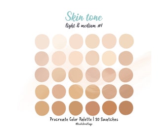 Skin Tones - Procreate Color Palette| Light & Medium | Digital Procreate Tools, INSTANT DOWNLOAD, iPad Procreate App