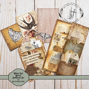 Charming and vintage-inspired junk journal pocket page digital file, Junk Journal Tags| Rustic Junk Journal Digital Kit|  Junk Journal Kit
