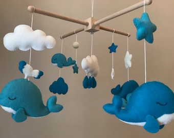 Cot crib mobile , Sea life mobile , Nautical mobile , Nursery hanging crib mobile newborn , felt baby mobile boy , eco friendly