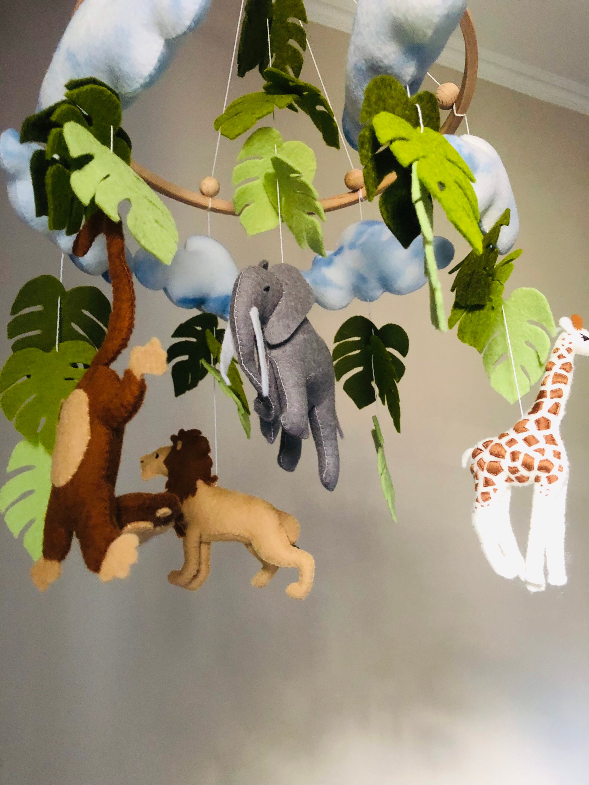 Safari Baby Mobile Jungle Animals Mobile Safari Nursery Etsy