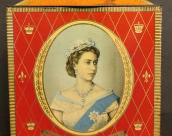 Vintage 1953 Queen Elizabeth II Coronation Souvenir Tin - Bisland Bros. Glasgow