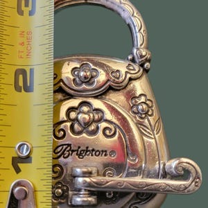 VTG Brighton Silver Tone Crystal Embellished Charm Purse Desk Clock Collectible image 4