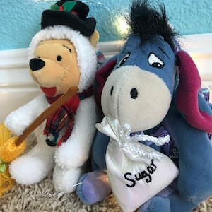 The Disney Store Original Classic Snowman Pooh & Sugar Plum Fairy Eeyore
