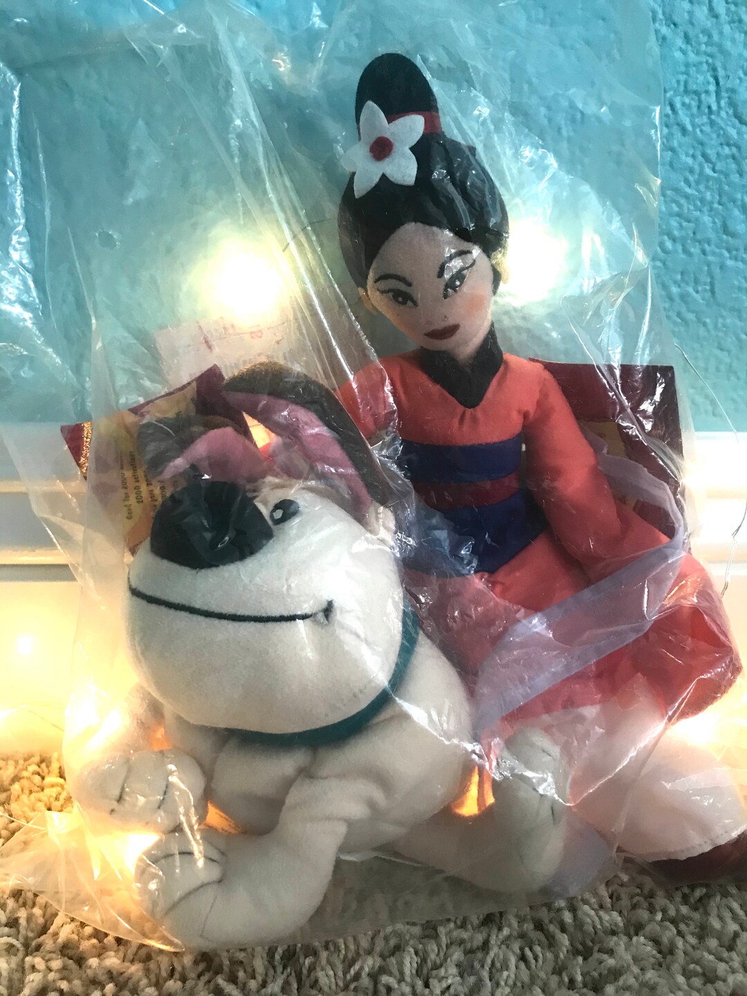 The Disney Store Original Classic Pink Mulan & Little Brother With ...