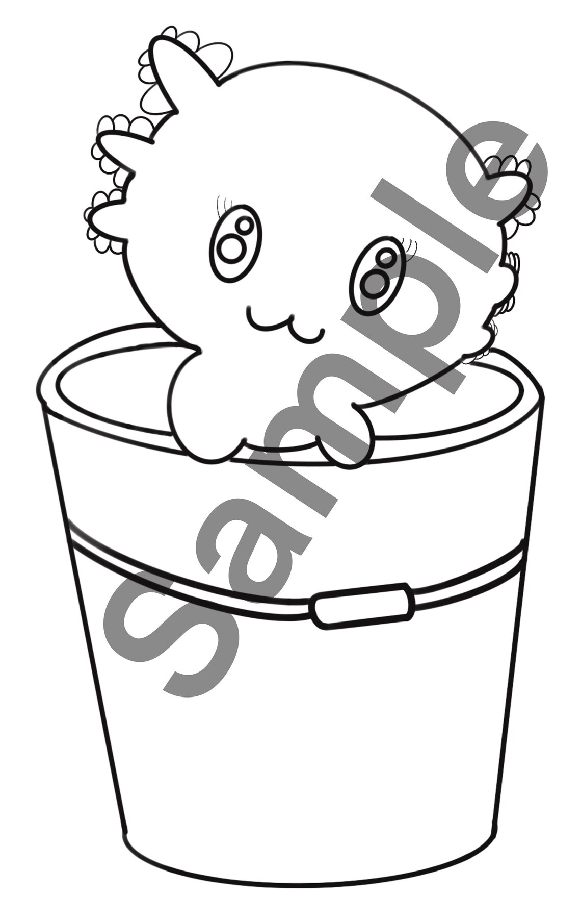 Minecraft Inspired Axolotl in a Bucket Coloring Page Digital | Etsy