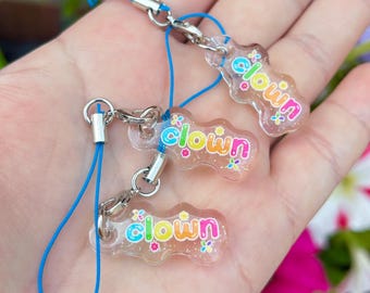 Rainbow Clown Phone Charm // Kawaii Clowncore