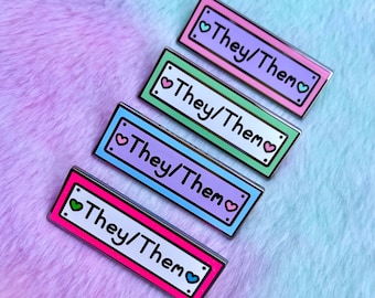 They/Them Pronoun Pins // Kawaii Enamel