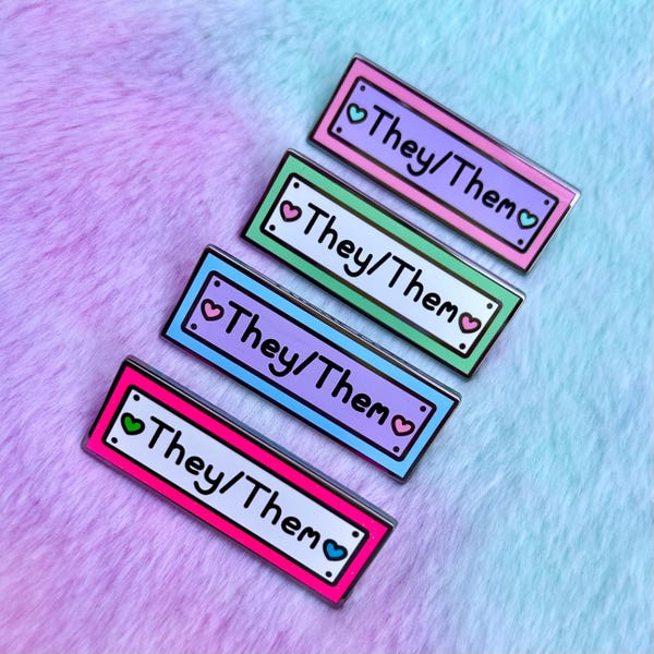 They/Them Pronoun Pins // Kawaii Enamel