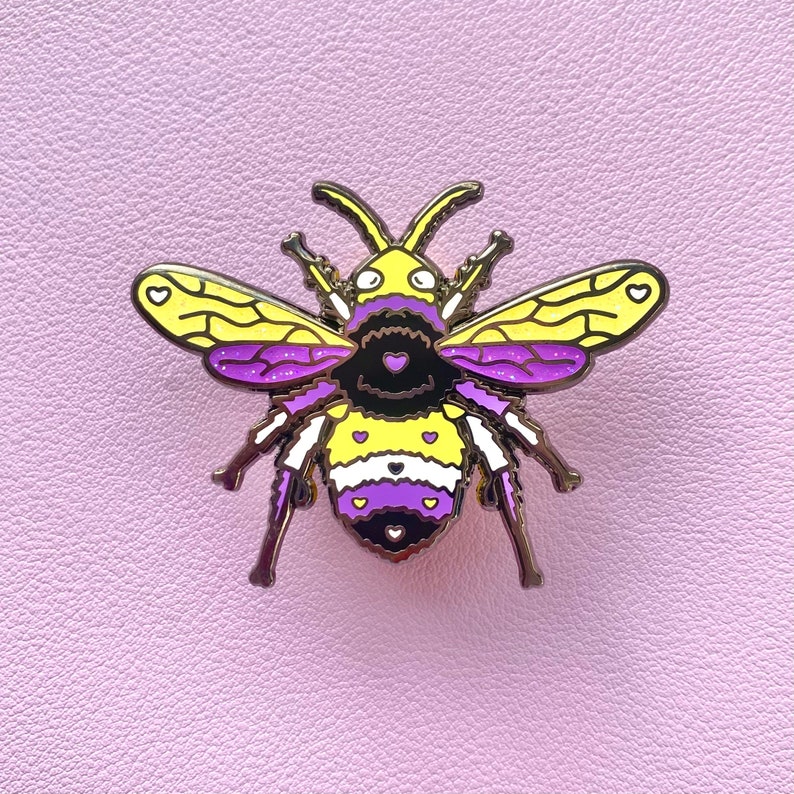 Trans Non-Binary Bee Pride LGBTQ Pins // Kawaii Enamel Queer image 3