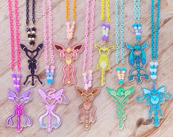 Eeveelution Magical Wand Charm Necklace // Kawaii Fairy Kei Kidcore Decora Harajuku