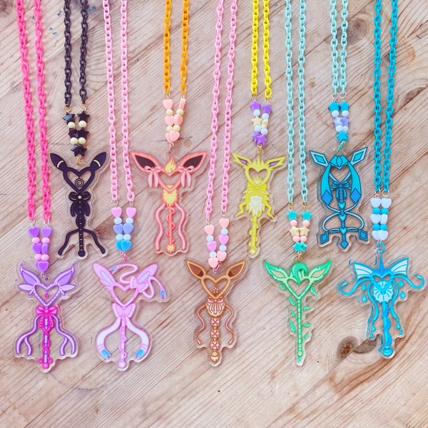 Collier de charme de baguette magique Eeveelution // Kawaii Fairy Kei Kidcore Decora Harajuku