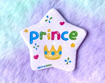 Prince Star Badge Button Pin
