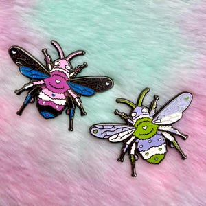 Genderfluid Genderqueer Pride Bee Enamel Pins // Kawaii Enamel Queer