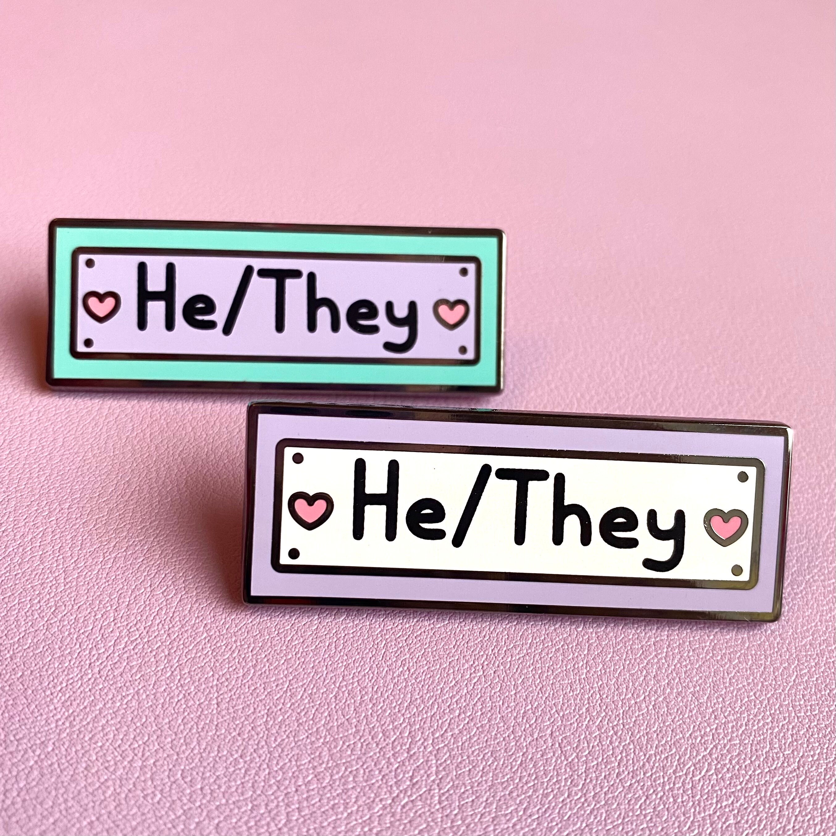 He/They Pronoun Pins // Kawaii Enamel