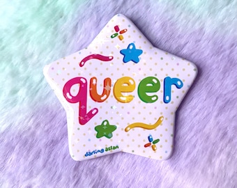 Épingle de bouton d'insigne d'étoile queer//Kawaii arc-en-ciel