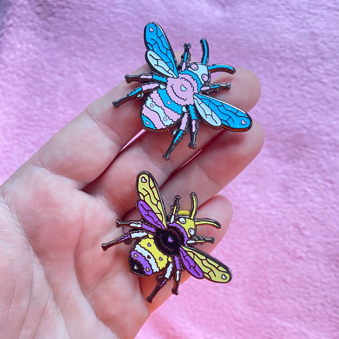 Trans Nonbinary Bee Pride LGBTQ Pins // Kawaii Enamel Queer Etsy