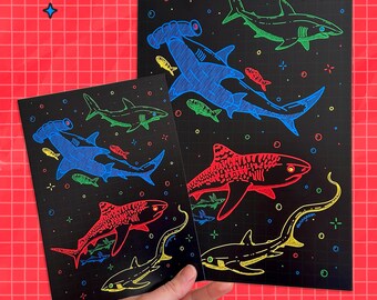 Bubble Shark Print Poster // A4 A5