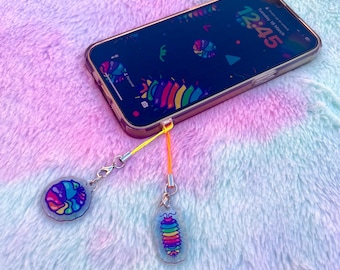 Rainbow Bug Woodlouse Isopod Ant Phone Charm // Kawaii Kidcore Bugcore Insect