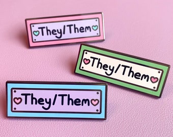 They/Them Pronoun Pins // Kawaii Enamel