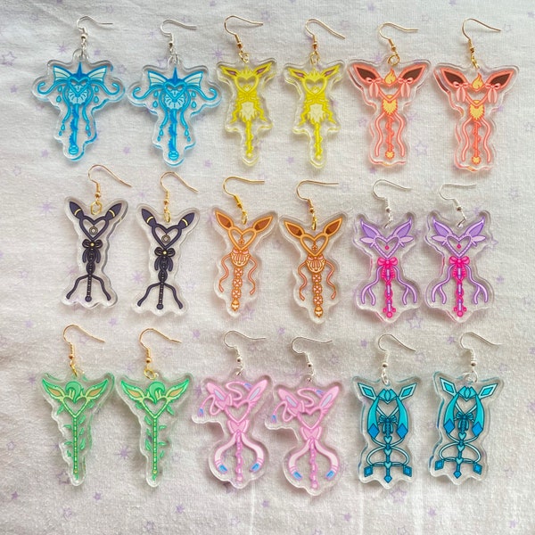 Eeveelution Magical Wand Earrings // Kawaii Fairy Kei Kidcore Decora Harajuku