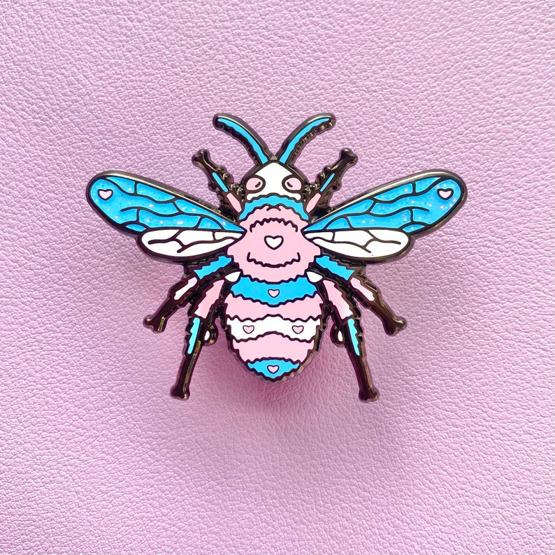 Trans Non-Binary Bee Pride LGBTQ Pins // Kawaii Enamel Queer image 2