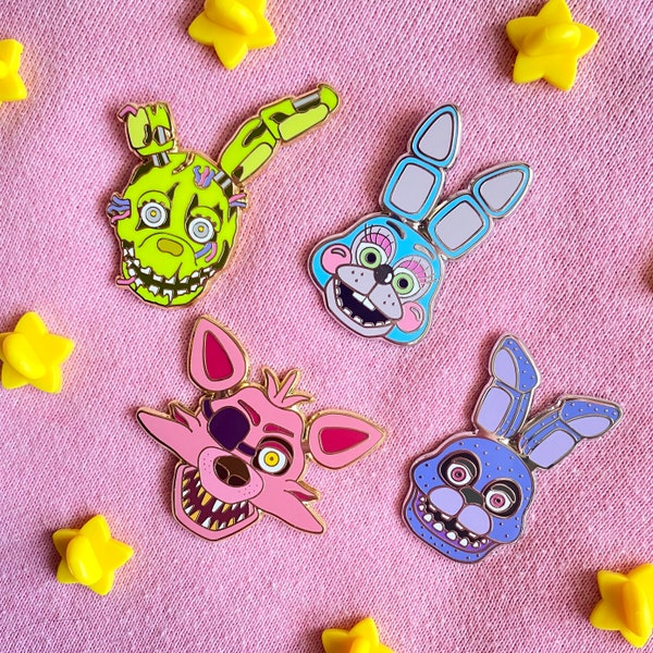 FNAF Toy Bonnie Foxy Springtrap Emaille Pins // Five Nights at Freddy’s
