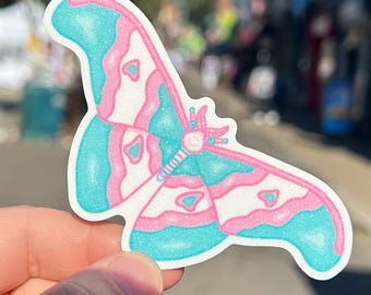 Trans Flag Pastel Moth Stickers // Kawaii Pride Fairycore