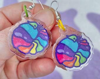 Rainbow Woodlouse Isopod Earrings // Kidcore Kawaii Bug