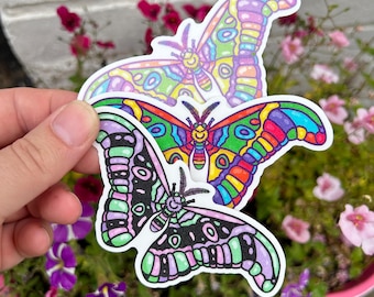 Rainbow Pastel Goth Moth Stickers // Kawaii Cottagecore Fairycore