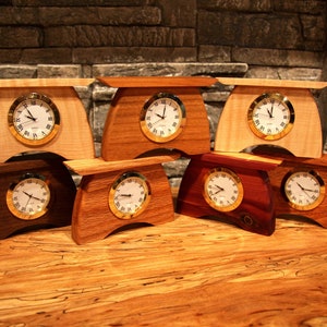 Miniature Wood Mantel Desktop Craftsman/Mission Tiny Clock - Style #1 - Gift Library Bookshelf