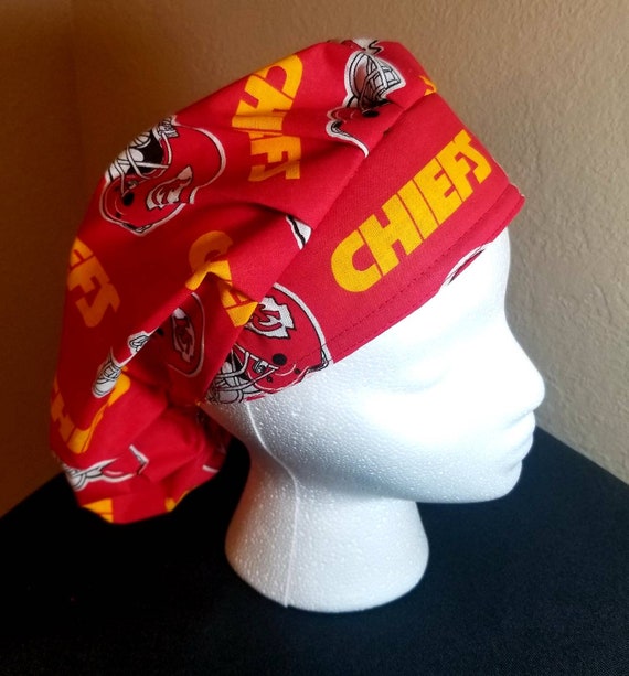 Bouffant Style KC Chiefs Scrub Hat/cap 