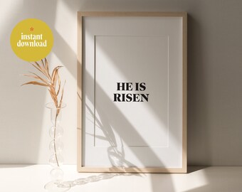 He is Risen - Easter Printable Wall Art Decor -  | Instant Download Church Easter Party Wall Art & Signs for Decor and Easter Gifts