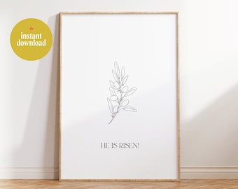 Él ha resucitado - Decoración de Pascua imprimible - / Pascua Él ha resucitado arte de pared imprimible y letreros para decoración y regalos de Pascua