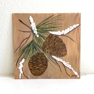 Acrylic Pinecone Painting on Canvas