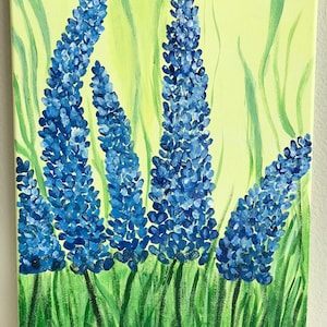Acrylic Empire Blue&#39; Butterfly Bush in a Field on Canvas