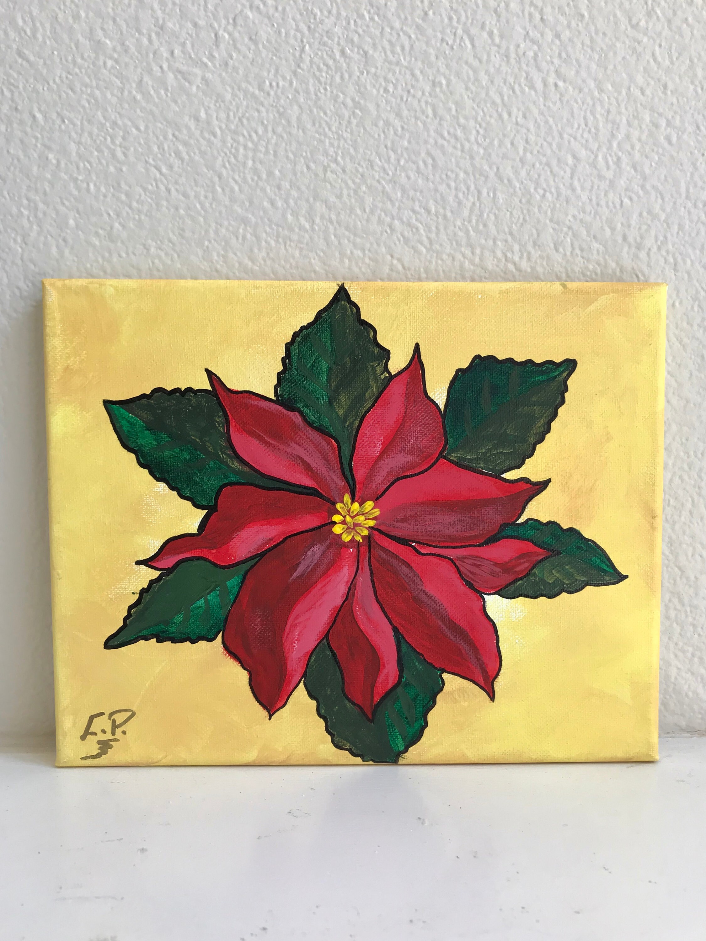 Acrylic Poinsettia Painting on Canvas Etsy