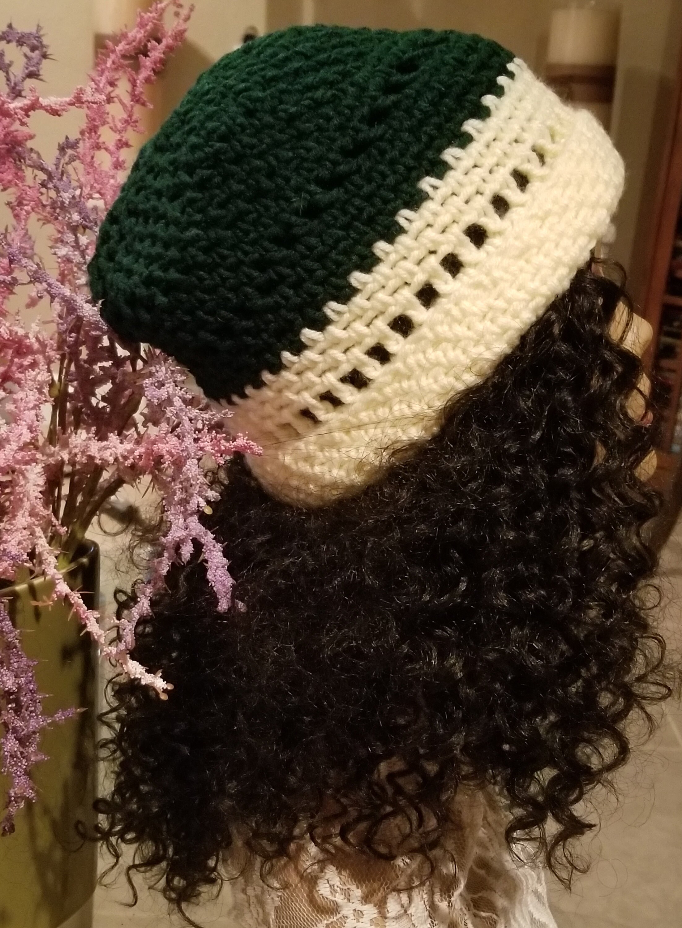 Sporty Sexy Forest Green and Cream Winter Hat Winter Hat Etsy Polska