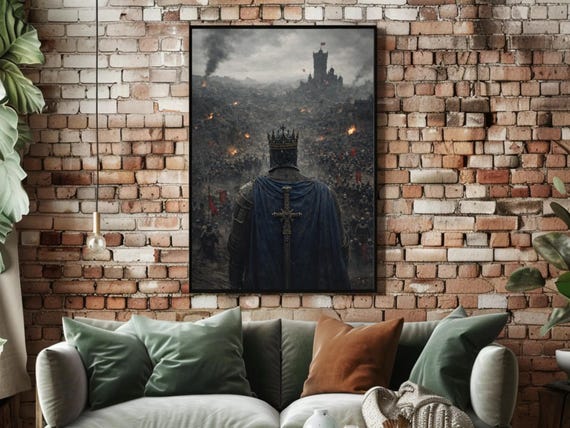 Dark Medieval King Battle Scene Wall Art (Digital Download)