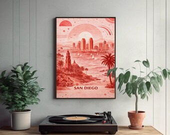 printable, San Diego Poster, USA, travel poster, home wall art, gallery wall art, bedroom wall poster, instant download, (digital download)