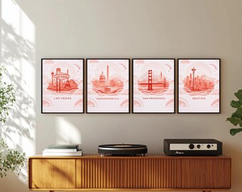 USA, City Poster Set, printable art, Travel Wall Art, home wall decor, gallery wall art, modern wall, instant download, (Digital Download)