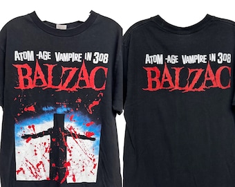 Vintage 90's Balzac Japanese Punk Rock Band Black Large T Shirt