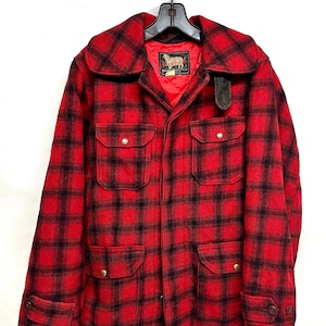Vtg 60s Woolrich Buffalo Plaid Mackinaw jacket 36