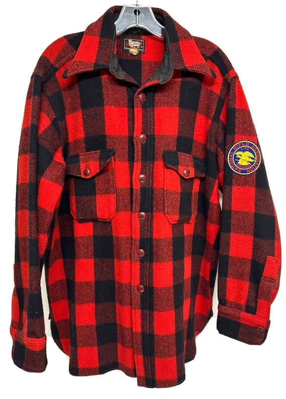 Vtg 50s Woolrich Buffalo Plaid Shirt jacket L 44