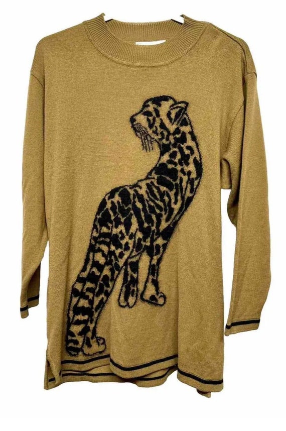 Vtg Mondi Leopard Cheetah animal print sweater 40 