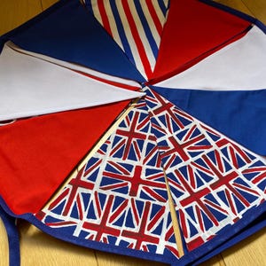 Union Jack Bunting: British Celebration Coronation Jubilee Street Party Decor, Polycotton Banner by Bluebell Bunting.