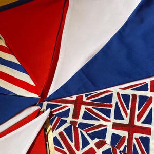 Union Jack Bunting: British Celebration Coronation Jubilee Street Party Decor, Polycotton Banner by Bluebell Bunting.