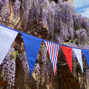 British Bunting Union Jack Colours Coronation Street Party Decor Banner Garland - Polycotton Fabric - Large, Medium or Small Sized Flags