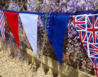 Union Jack Bunting: British Celebration Street Party & Home Decor, Handmade Polycotton Fabric Garland