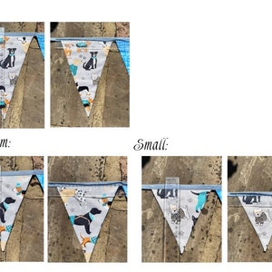 Dog Cartoon and Pawprint Blue, Grey & White Cotton Fabric Bunting Large, Medium or Small Sized Flags 11 Flags image 10