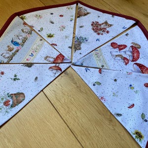 Woodland Animal Bunting: British Bramble Patch Handmade Decor - Cotton Fabric - 6 or 9 Flags
